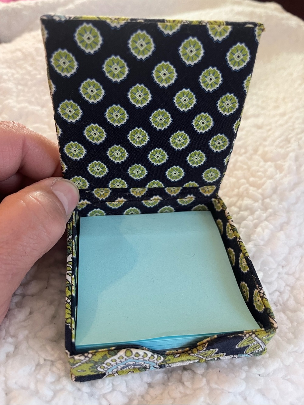 Vera Bradley Quilted Fabric sticky note  or Trinket Box - Blue & Green Paisley - Picture 2 of 4